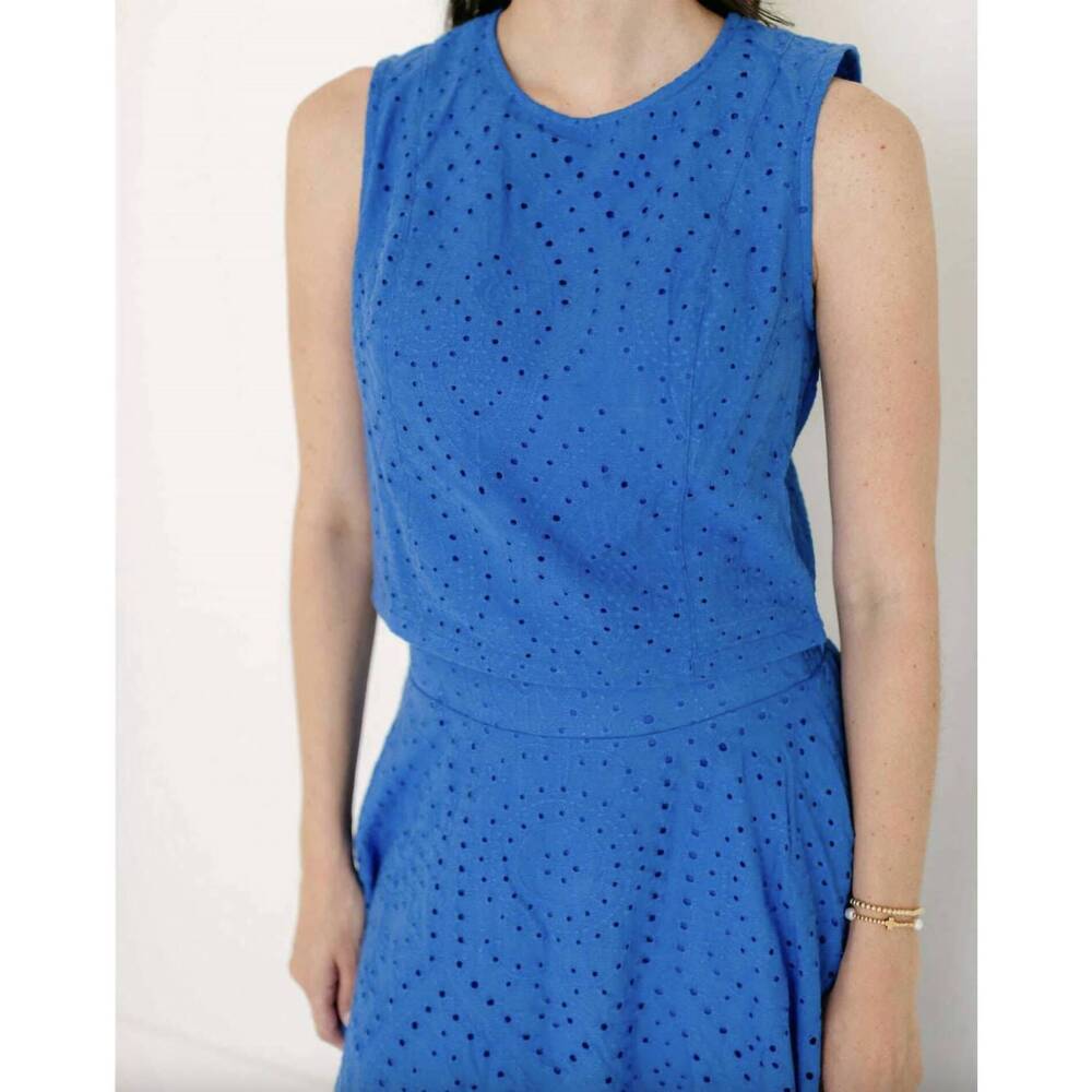 NEW SINCERELY OURS eyelet sleeveless top in cobalt